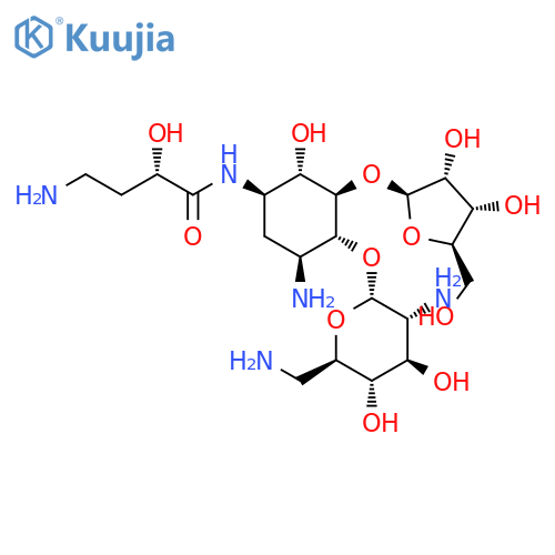 D-Streptamine,O-2,6-diamino-2,6-dideoxy-a-D-glucopyranosyl-(1&reg;4)-O-[b-D-xylofuranosyl-(1&reg;5)]-N1-[(2S)-4-amino-2-hydroxy-1-oxobutyl]-2-deoxy- structure