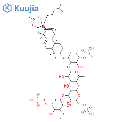 Holost-7-ene-3,16-diol; (3β,9α,16β)-form, 16-Ac, 3-O-[3-O-methyl-6-O-sulfo-β-D-glucopyranosyl-(1→3)-6-O-sulfo-β-D-glucopyranosyl-(1→4)-6-deoxy-β-D-glucopyranosyl-(1→2)-4-O-sulfo-β-D-xylopyranoside] structure