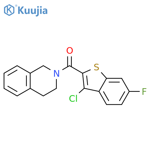 2-(3-chloro-6-fluoro-1-benzothiophene-2-carbonyl)-1,2,3,4-tetrahydroisoquinoline structure