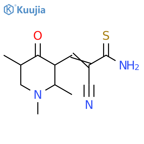 (2E)-2-cyano-3-(1,2,5-trimethyl-4-oxopiperidin-3-yl)prop-2-enethioamide structure