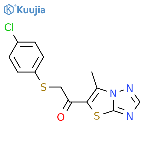 2-(4-Chlorophenyl)sulfanyl-1-(6-methyl1,3thiazolo3,2-b1,2,4triazol-5-yl)-1-ethanone structure