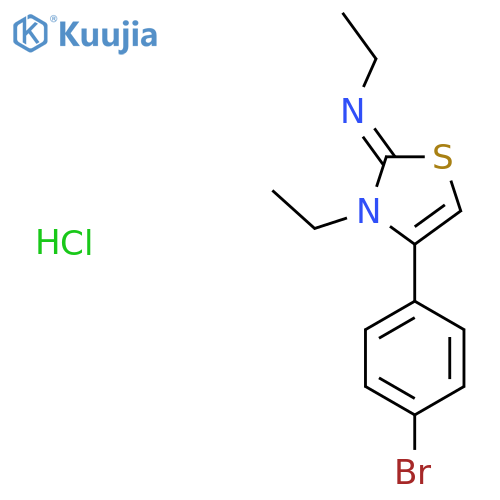 N-(2E)-4-(4-bromophenyl)-3-ethyl-2,3-dihydro-1,3-thiazol-2-ylideneethan-1-amine hydrochloride structure