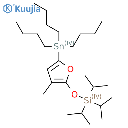 (3-Methyl-5-tributylstannylfuran-2-yl)oxy-tri(propan-2-yl)silane structure