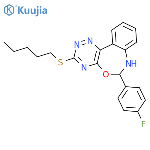 <br>6-(4-fluorophenyl)-3-(pentylsulfanyl)-6,7-dihydro[1,2,4]triazino[5,6-d][3,1 ]benzoxazepine structure