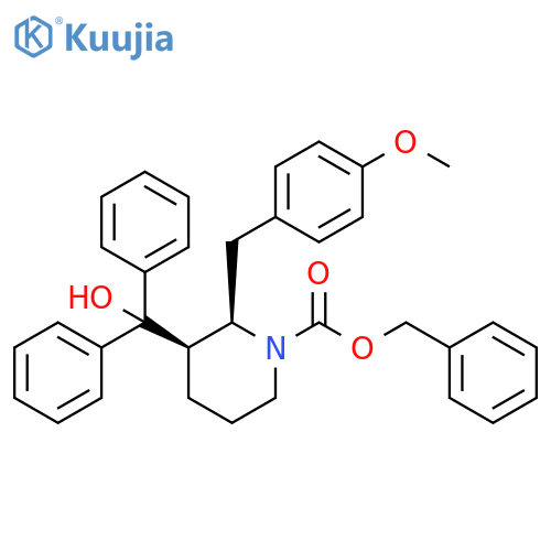 1-Piperidinecarboxylic acid,3-(hydroxydiphenylmethyl)-2-[(4-methoxyphenyl)methyl]-, phenylmethylester, cis- structure