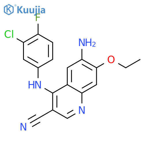 6-Amino-4-(3-chloro-4-fluoroanilino)-3-cyano-7-ethyloxyquinoline structure