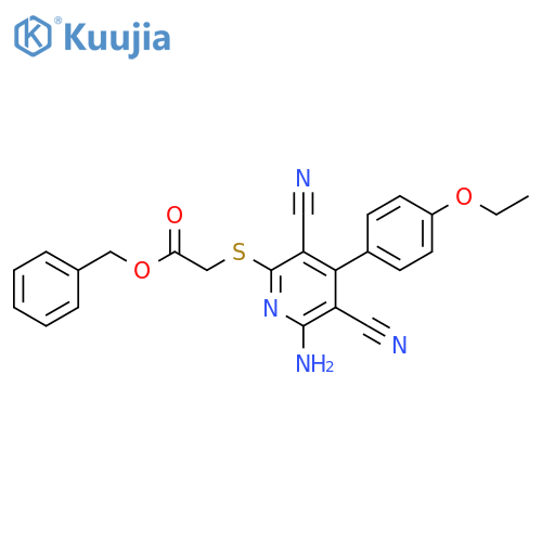 benzyl 2-{6-amino-3,5-dicyano-4-(4-ethoxyphenyl)pyridin-2-ylsulfanyl}acetate structure