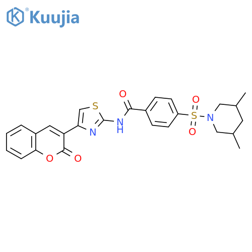 4-(3,5-dimethylpiperidin-1-yl)sulfonyl-N-4-(2-oxo-2H-chromen-3-yl)-1,3-thiazol-2-ylbenzamide structure