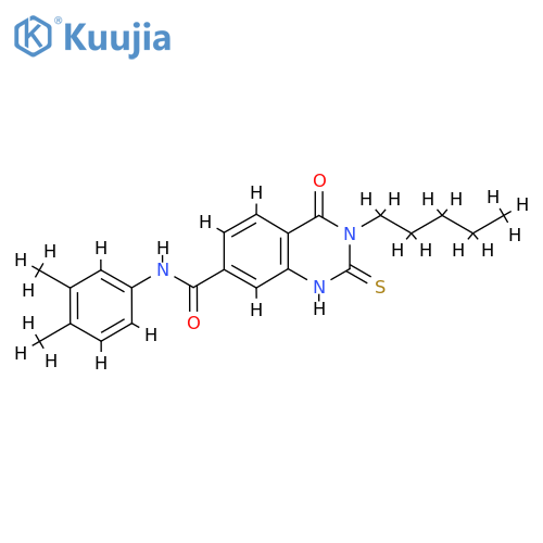 N-(3,4-dimethylphenyl)-4-oxo-3-pentyl-2-sulfanylidene-1,2,3,4-tetrahydroquinazoline-7-carboxamide structure