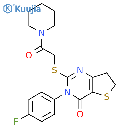3-(4-fluorophenyl)-2-{2-oxo-2-(piperidin-1-yl)ethylsulfanyl}-3H,4H,6H,7H-thieno3,2-dpyrimidin-4-one structure