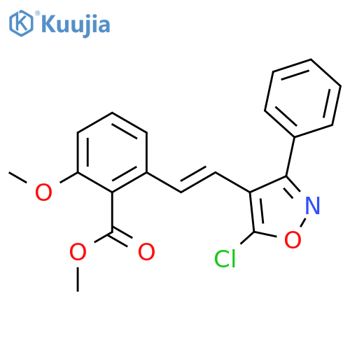 methyl 2-[(E)-2-(5-chloro-3-phenyl-isoxazol-4-yl)vinyl]-6-methoxy-benzoate structure