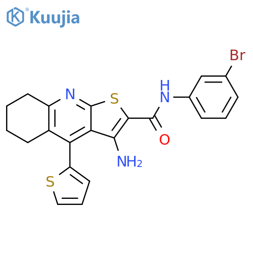 3-amino-N-(3-bromophenyl)-4-(thiophen-2-yl)-5H,6H,7H,8H-thieno2,3-bquinoline-2-carboxamide structure