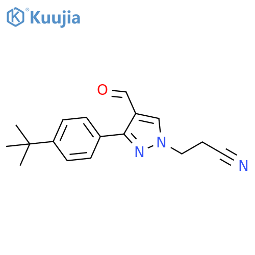 3-[4-(1,1-Dimethylethyl)phenyl]-4-formyl-1H-pyrazole-1-propanenitrile structure