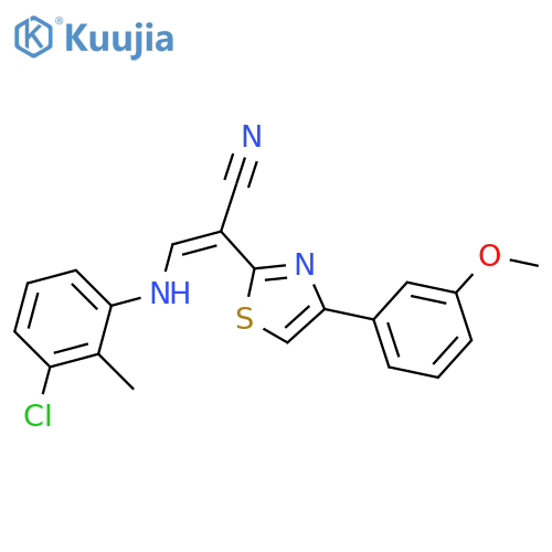 (2Z)-3-(3-chloro-2-methylphenyl)amino-2-4-(3-methoxyphenyl)-1,3-thiazol-2-ylprop-2-enenitrile structure