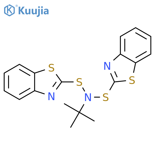N-Benzothiazol-2-ylsulfanyl-N-tert-butyl-benzothiazole-2-sulfenamide structure