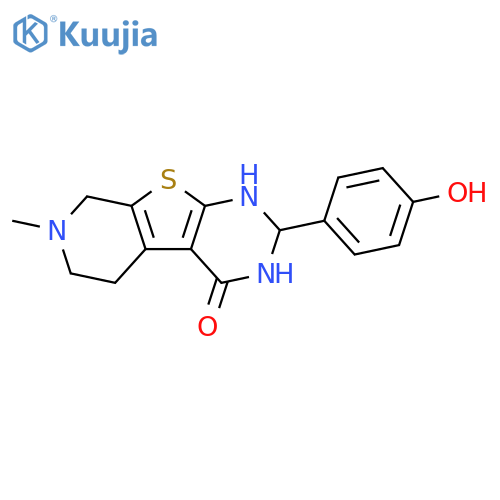 2-(4-hydroxyphenyl)-7-methyl-1,2,3,5,6,8-hexahydropyrido[2,3]thieno[2,4-d]pyrimidin-4-one structure