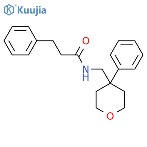 3-phenyl-N-(4-phenyloxan-4-yl)methylpropanamide structure