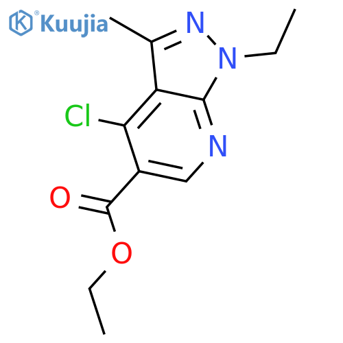 Ethyl 4-chloro-1-ethyl-3-methyl-1H-pyrazolo[3,4-b]pyridine-5-carboxylate structure