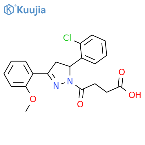 4-5-(2-chlorophenyl)-3-(2-methoxyphenyl)-4,5-dihydro-1H-pyrazol-1-yl-4-oxobutanoic acid structure