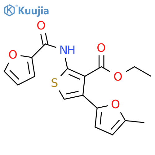 ethyl 2-(furan-2-amido)-4-(5-methylfuran-2-yl)thiophene-3-carboxylate structure