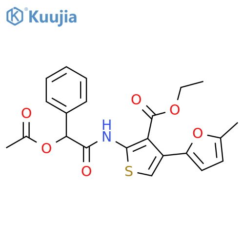 ethyl 2-2-(acetyloxy)-2-phenylacetamido-4-(5-methylfuran-2-yl)thiophene-3-carboxylate structure