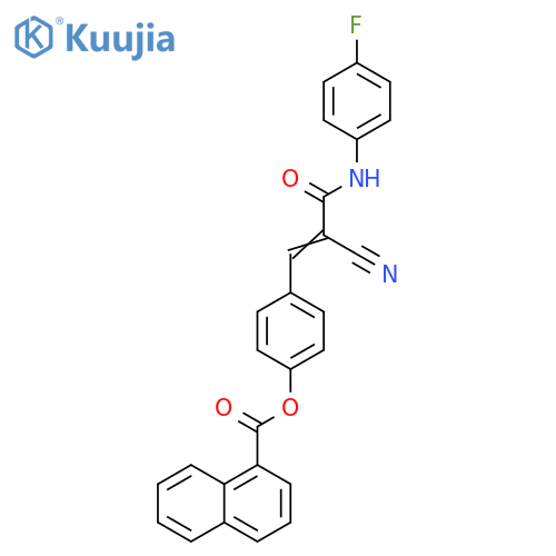 4-[2-Cyano-3-[(4-fluorophenyl)amino]-3-oxo-1-propen-1-yl]phenyl 1-naphthalenecarboxylate structure