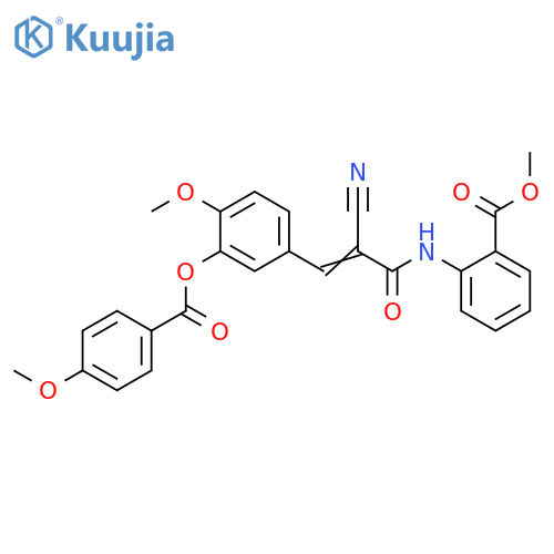 Methyl 2-[[2-cyano-3-[4-methoxy-3-[(4-methoxybenzoyl)oxy]phenyl]-1-oxo-2-propen-1-yl]amino]benzoate structure
