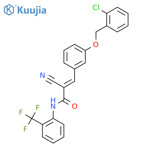 (E)-3-[3-[(2-chlorophenyl)methoxy]phenyl]-2-cyano-N-[2-(trifluoromethyl)phenyl]prop-2-enamide structure