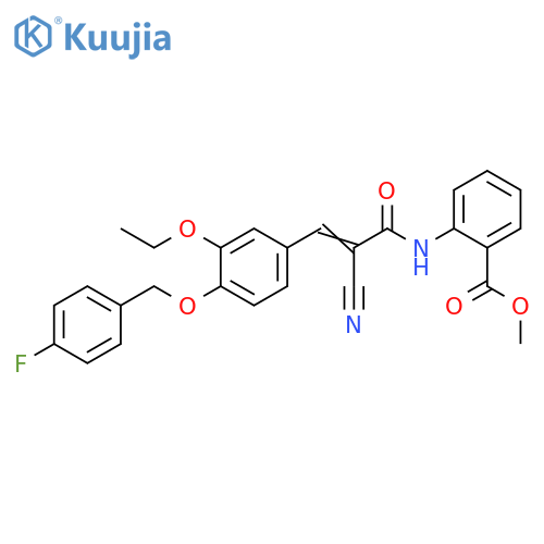 Methyl 2-[[2-cyano-3-[3-ethoxy-4-[(4-fluorophenyl)methoxy]phenyl]-1-oxo-2-propen-1-yl]amino]benzoate structure