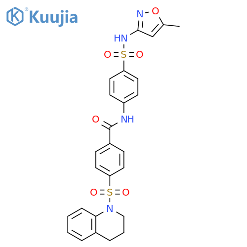 N-{4-(5-methyl-1,2-oxazol-3-yl)sulfamoylphenyl}-4-(1,2,3,4-tetrahydroquinoline-1-sulfonyl)benzamide structure