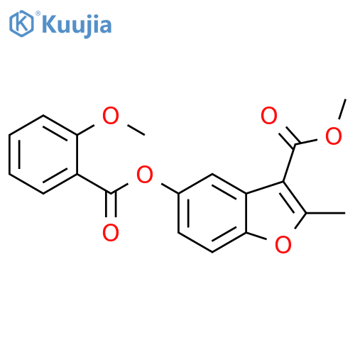 methyl 5-(2-methoxybenzoyloxy)-2-methyl-1-benzofuran-3-carboxylate structure
