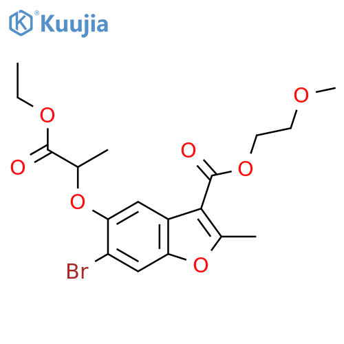 2-methoxyethyl 6-bromo-5-(1-ethoxy-1-oxopropan-2-yl)oxy-2-methyl-1-benzofuran-3-carboxylate structure
