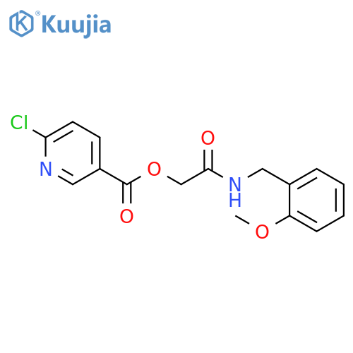 3-Pyridinecarboxylic acid, 6-chloro-, 2-[[(2-methoxyphenyl)methyl]amino]-2-oxoethyl ester structure
