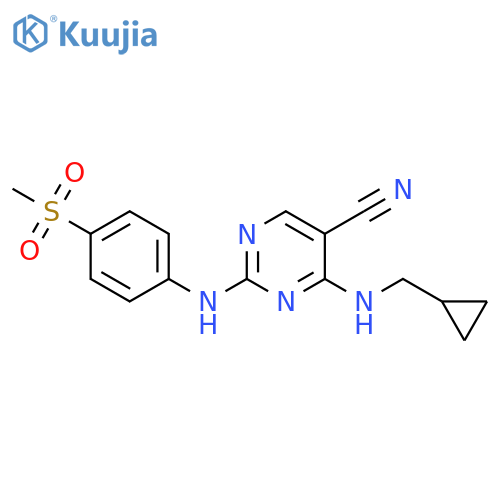 5-Pyrimidinecarbonitrile,4-[(cyclopropylmethyl)amino]-2-[[4-(methylsulfonyl)phenyl]amino]- structure