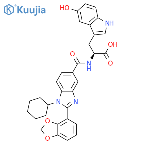 L-Tryptophan,N-[[2-(1,3-benzodioxol-4-yl)-1-cyclohexyl-1H-benzimidazol-5-yl]carbonyl]-5-hydroxy- structure