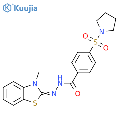 N'-(2Z)-3-methyl-2,3-dihydro-1,3-benzothiazol-2-ylidene-4-(pyrrolidine-1-sulfonyl)benzohydrazide structure