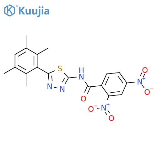2,4-dinitro-N-[5-(2,3,5,6-tetramethylphenyl)-1,3,4-thiadiazol-2-yl]benzamide structure