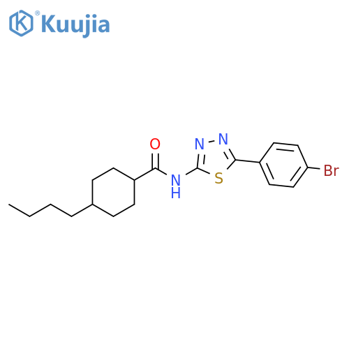 N-5-(4-bromophenyl)-1,3,4-thiadiazol-2-yl-4-butylcyclohexane-1-carboxamide structure