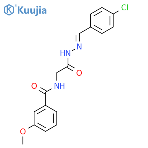 N-({N'-(1E)-(4-chlorophenyl)methylidenehydrazinecarbonyl}methyl)-3-methoxybenzamide structure