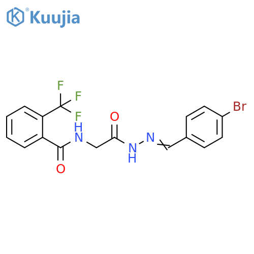 N-({N'-(1E)-(4-bromophenyl)methylidenehydrazinecarbonyl}methyl)-2-(trifluoromethyl)benzamide structure