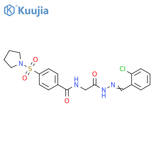 N-({N'-(1E)-(2-chlorophenyl)methylidenehydrazinecarbonyl}methyl)-4-(pyrrolidine-1-sulfonyl)benzamide structure