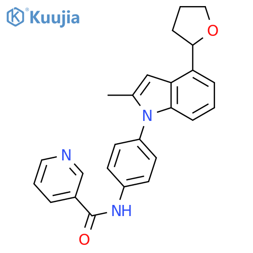 3-Pyridinecarboxamide,N-[4-[2-methyl-4-(tetrahydro-2-furanyl)-1H-indol-1-yl]phenyl]- structure