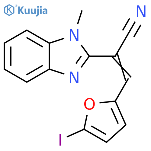 (2E)-3-(5-iodofuran-2-yl)-2-(1-methyl-1H-1,3-benzodiazol-2-yl)prop-2-enenitrile structure