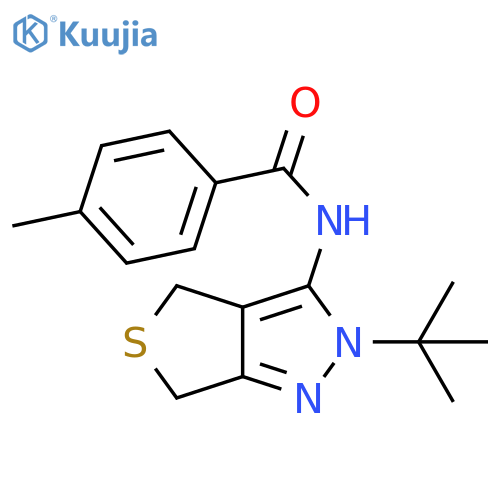 N-{2-tert-butyl-2H,4H,6H-thieno3,4-cpyrazol-3-yl}-4-methylbenzamide structure