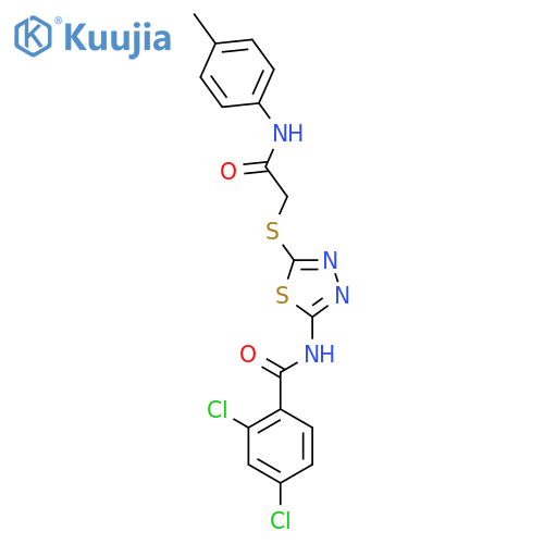 2,4-dichloro-N-5-({(4-methylphenyl)carbamoylmethyl}sulfanyl)-1,3,4-thiadiazol-2-ylbenzamide structure