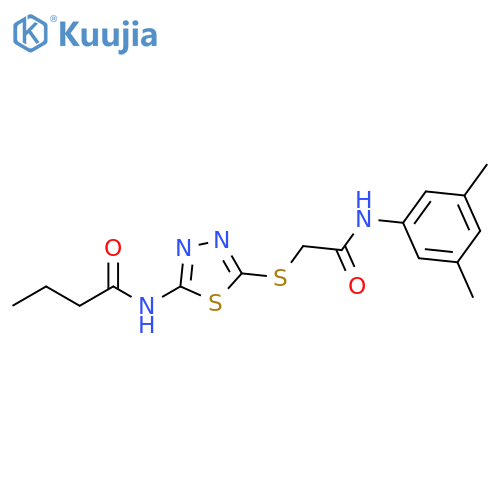 N-5-({(3,5-dimethylphenyl)carbamoylmethyl}sulfanyl)-1,3,4-thiadiazol-2-ylbutanamide structure