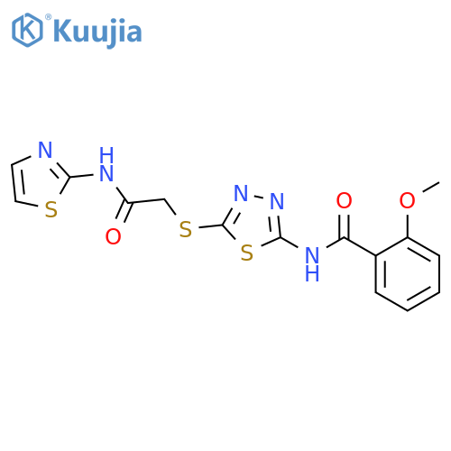 2-methoxy-N-5-({(1,3-thiazol-2-yl)carbamoylmethyl}sulfanyl)-1,3,4-thiadiazol-2-ylbenzamide structure