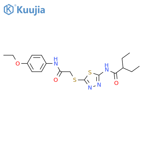 N-5-({(4-ethoxyphenyl)carbamoylmethyl}sulfanyl)-1,3,4-thiadiazol-2-yl-2-ethylbutanamide structure