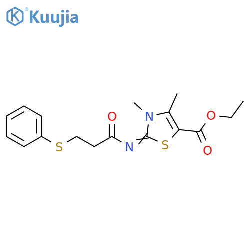 ethyl (2Z)-3,4-dimethyl-2-{3-(phenylsulfanyl)propanoylimino}-2,3-dihydro-1,3-thiazole-5-carboxylate structure