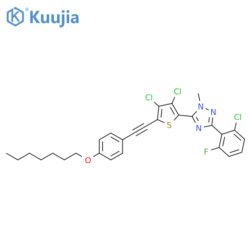 1H-1,2,4-Triazole,3-(2-chloro-6-fluorophenyl)-5-[3,4-dichloro-5-[[4-(heptyloxy)phenyl]ethynyl]-2-thienyl]-1-methyl- structure